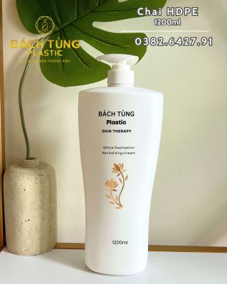 Chai HDPE Dáng Bầu Vai Ngang 1200ml – Màu Trắng Sữa – Cổ FI33