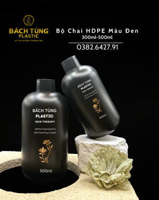 CHAI HDPE DÁNG TRÒN MÀU ĐEN – 300ML | 500ML