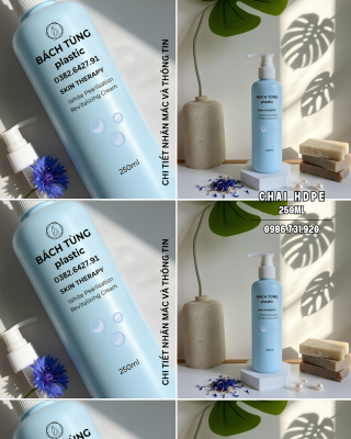 Chai HDPE Dáng Tròn Dài 250ml – Màu Xanh Baby Blue – Cổ FI24