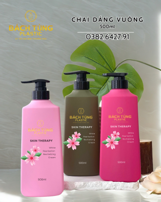 Chai Dáng Vuông 3 Màu | Xanh | Hồng | Hồng Đậm