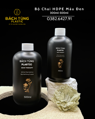 CHAI HDPE MÀU ĐEN – NẮP VẶN TRẮNG | 300ML & 500ML