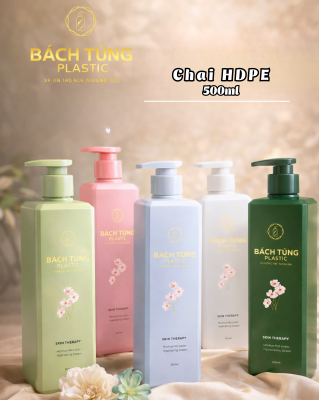 CHAI HDPE DÁNG VUÔNG DÀI – 500ML – CHẠY MÀU THEO YÊU CẦU – KẾT HỢP FI28