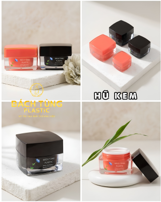Hũ Kem Thủy Tinh Cam & Đen