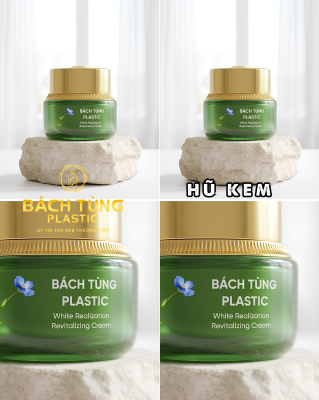 Hũ Kem Thủy Tinh Xanh Nắp Vàng