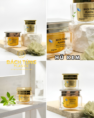 Hũ kem thuỷ tinh dáng vuông vàng cam