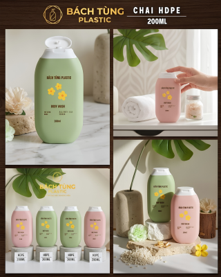 CHAI HDPE DÁNG DẸP 200ML – MÀU XANH LÁ & HỒNG