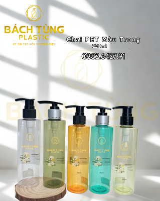 BỘ CHAI PET 250ML MÀU TRONG SUỐT