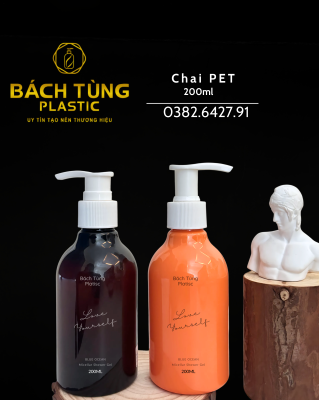  CHAI NHỰA PET 200ML – MÀU CAM & MÀU NÂU | CỔ FI24 | KẾT HỢP ĐA DẠNG NẮP