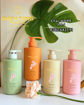 CHAI HDPE DÁNG TRÒN 500ML – 4 MÀU HỒNG, CAM, XANH LÁ, BE