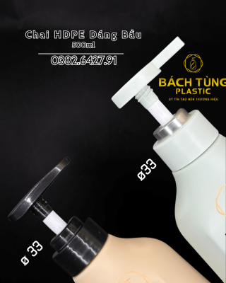 Chai HDPE Dáng Bầu 500ml Màu Xanh | Màu Be