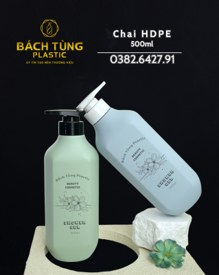 CHAI HDPE – MÀU XANH MINT / XANH DA TRỜI – CỔ FI33 + NHẤN LÁ TRẮNG / ĐEN 