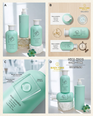 BỘ CHAI NHỰA HDPE MÀU XANH NGỌC – 300ML & 500ML