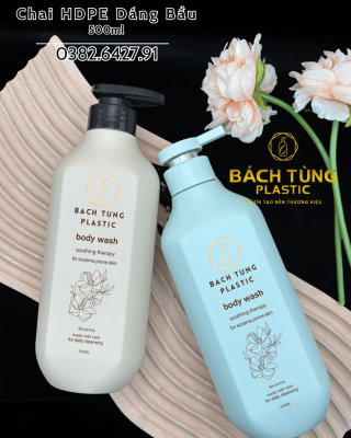 Chai HDPE Dáng Bầu 500ml Màu Xanh | Màu Be