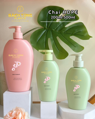 BỘ CHAI HDPE BẦU DẸP 200ML – 500ML | MÀU HỒNG & XANH