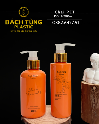 CHAI NHỰA PET 150ML DÁNG TRỤ & 200ML DÁNG TRÒN – MÀU CAM TƯƠI MÁT