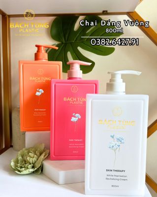 CHAI NHỰA 800ML DÁNG VUÔNG – 3 MÀU TRẮNG | CAM | HỒNG