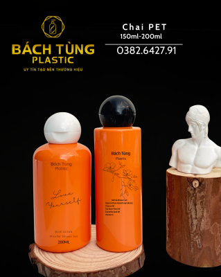 CHAI NHỰA PET 150ML DÁNG TRỤ & 200ML DÁNG TRÒN – MÀU CAM TƯƠI MÁT