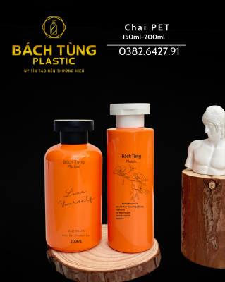 CHAI NHỰA PET 150ML DÁNG TRỤ & 200ML DÁNG TRÒN – MÀU CAM TƯƠI MÁT