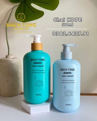 Chai HDPE Dáng Tròn 500ml – Màu Xanh Baby Blue & Xanh Cổ Vịt – Cổ FI28