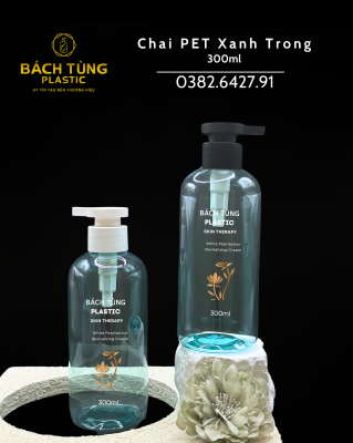  CHAI PET DÁNG TRÒN 300ML – MÀU XANH TRONG 