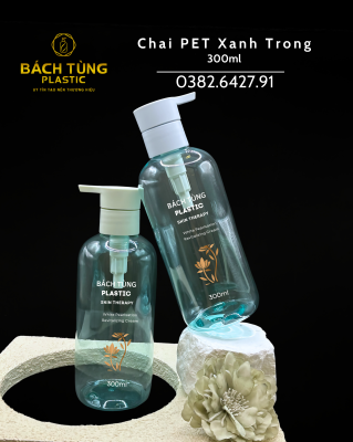 CHAI PET DÁNG TRÒN 300ML – MÀU XANH TRONG