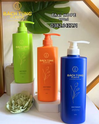 CHAI HDPE 800ML – DÁNG VUÔNG DÀI – MÀU XANH &CAM & XANH DƯƠNG ĐẬM