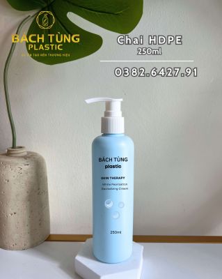 Chai HDPE Dáng Tròn Dài 250ml – Màu Xanh Baby Blue – Cổ FI24