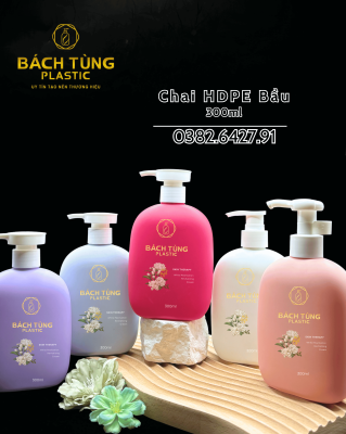 Chai Dáng Bầu HDPE 300ml – Nhiều Màu 