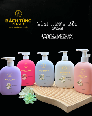 Chai Dáng Bầu HDPE 300ml – Nhiều Màu