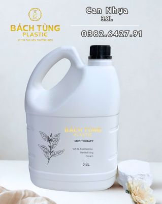 CAN NHỰA HDPE 3.8 LÍT – MÀU TRẮNG – NẮP VẶN ĐEN