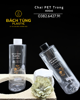 PET trong suốt 400ml dáng tròn – nắp vặn