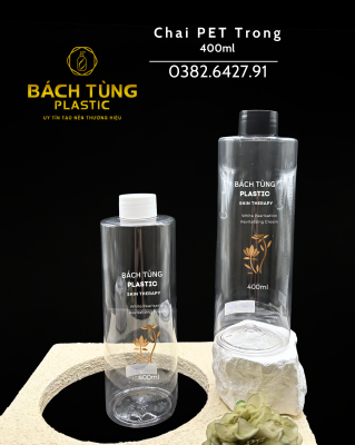 PET trong suốt 400ml dáng tròn – nắp vặn