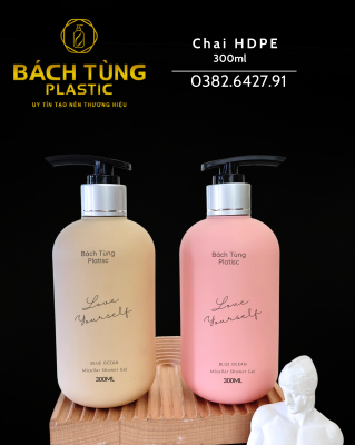 BỘ CHAI NHỰA HDPE 300ML – MÀU BE & MÀU HỒNG | KẾT HỢP NẮP BẬT & NẮP NHẤN FI24 NHÀ BÁCH TÙNG