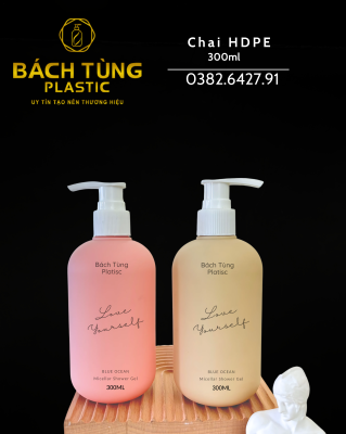 BỘ CHAI NHỰA HDPE 300ML – MÀU BE & MÀU HỒNG | KẾT HỢP NẮP BẬT & NẮP NHẤN FI24 NHÀ BÁCH TÙNG