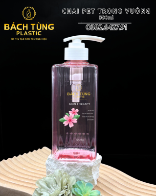 Chai Dáng Vuông Trong Suốt 500ml