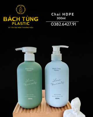 BỘ CHAI NHỰA HDPE 300ML – MÀU XANH LÁ & XANH BABY BLUE | KẾT HỢP NẮP BẬT & NẮP NHẤN FI24 NHÀ BÁCH TÙNG