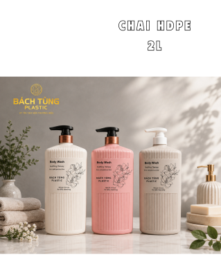 Chai HDPE Dáng Vuông Sọc