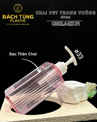 Chai Dáng Vuông Trong Suốt 500ml