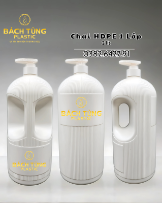 Chai HDPE 1 lớp màu trắng 2 lít
