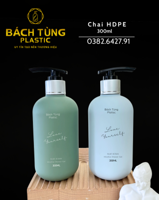 BỘ CHAI NHỰA HDPE 300ML – MÀU XANH LÁ & XANH BABY BLUE | KẾT HỢP NẮP BẬT & NẮP NHẤN FI24 NHÀ BÁCH TÙNG