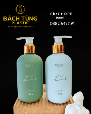 BỘ CHAI NHỰA HDPE 300ML – MÀU XANH LÁ & XANH BABY BLUE | KẾT HỢP NẮP BẬT & NẮP NHẤN FI24 NHÀ BÁCH TÙNG