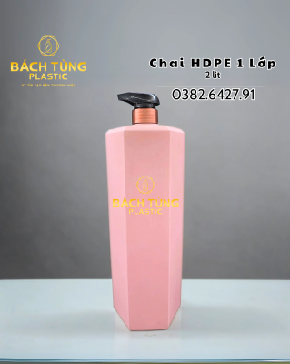 Chai HDPE 2 lít màu hồng – cổ FI33