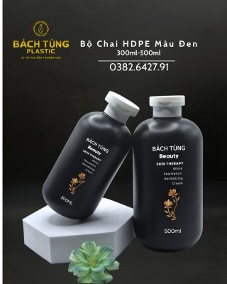 BỘ CHAI HDPE MÀU ĐEN 300ML – 500ML | CỔ FI28