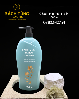 CHAI HDPE 1000ML – MÀU XANH DƯƠNG DÁNG BẦU