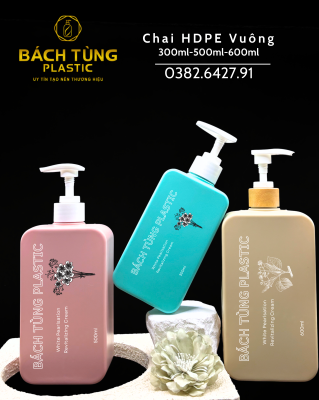 CHAI NHỰA HDPE DÁNG VUÔNG – 300ML / 500ML / 600ML