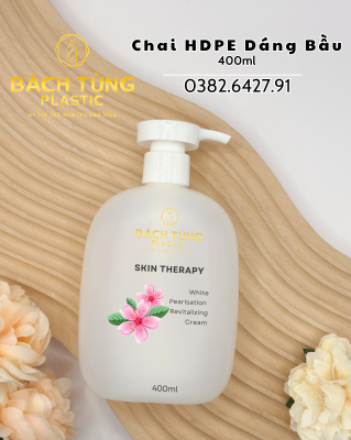 Chai HDPE Dáng Bầu 400ml – Màu Trắng Đục