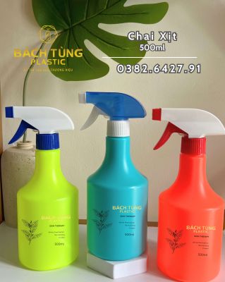 CHAI XỊT NHỰA 500ML – DÁNG TRÒN – MÀU XANH LÁ CHUỐI, XANH DƯƠNG & CAM NEON