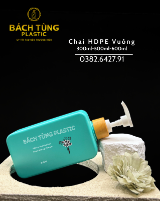 CHAI NHỰA HDPE VUÔNG 300ML – MÀU XANH TƯƠI MÁT