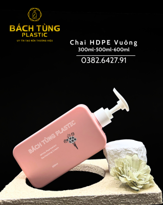 CHAI NHỰA HDPE VUÔNG 500ML – MÀU HỒNG PASTEL