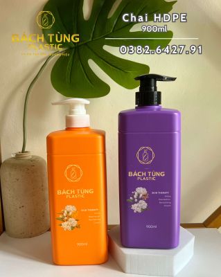 CHAI HDPE DÁNG VUÔNG 950ML – MÀU CAM & MÀU TÍM – KẾT HỢP NẮP NHẤN/NẮP BẬT FI28